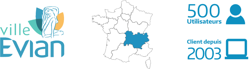 Logo ville d'Evian, carte de France et chiffres clés